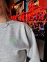 ROCKING SWEATER - GRIJS MELANGE; NEON GROENE PRINT