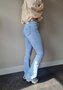 LICHT BLAUWE SKINNY FLARED JEANS